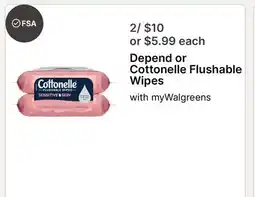 Walgreens Depend or Cottonelle Flushable Wipes offer