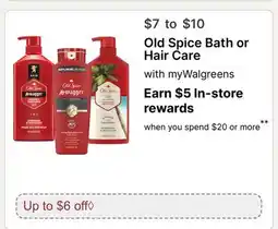 Walgreens Old Spice Bath or Hair Care offer
