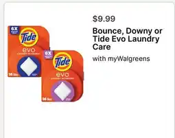 Walgreens Bounce, Downy or Tide Evo Laundry Care offer
