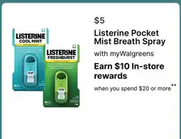 Walgreens Listerine Pocket Mist Breath Spray offer