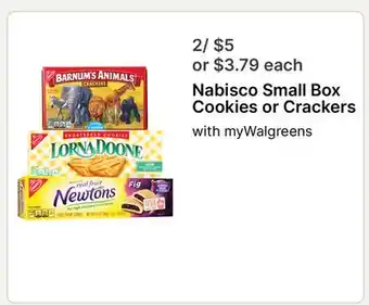 Walgreens Nabisco Small Box Cookies or Crackers offer
