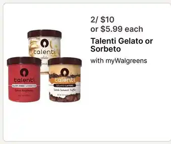 Walgreens Talenti Gelato or Sorbeto offer