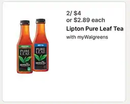 Walgreens Lipton Pure Leaf Tea offer