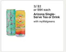 Walgreens Arizona Single-Serve Tea or Drink offer