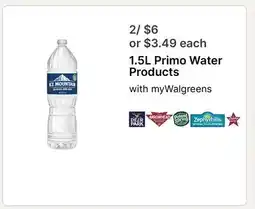 Walgreens 1.5L Primo Water Products offer