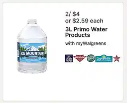 Walgreens 3L Primo Water Products offer