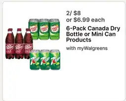 Walgreens 6-Pack Canada Dry Bottle or Mini Can Products offer