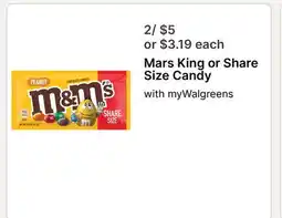Walgreens Mars King or Share Size Candy offer