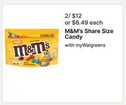 Walgreens M & M' s Share Size Candy offer