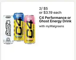 Walgreens C4 Performance or Ghost Energy Drink offer