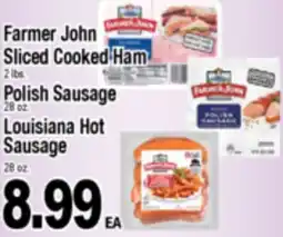 Superior Grocers Farmer John Sliced Cooked Ham,28 oz. or Louisiana Hot Sausage, 28 oz offer