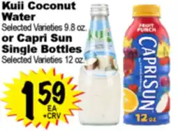 Superior Grocers Kuii Coconut Water 9.8 oz. or Capri Sun Single Bottles 12 oz offer