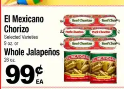 Superior Grocers El Mexicano Chorizo 9 oz. or Whole Jalapeños 26 oz offer