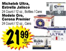 Superior Grocers Michelob Ultra, Estrella Jalisco Modelo Oro, Corona Premier offer