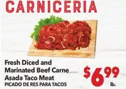 Vallarta Supermarkets Fresh Diced and Marinated Beef Carne Asada Taco Meat / PICADO DE RES PARA TACOS offer