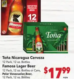 Vallarta Supermarkets Toña Nicaragua Cerveza offer