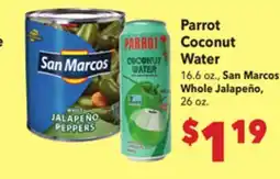 Vallarta Supermarkets Parrot Coconut Water offer