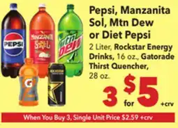 Vallarta Supermarkets Pepsi, Manzanita Sol, Mtn Dew or Diet Pepsi offer