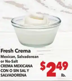 Vallarta Supermarkets Fresh Crema Mexican, Salvadorean or No-Salt/CREMA MEXICANA CON O SIN SAL Y SALVADORENA offer
