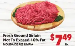 Vallarta Supermarkets Fresh Ground Sirloin Not To Exceed 10% Fat / MOLIDA DE RES LIMPIA offer