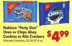 Vallarta Supermarkets Nabisco Party Size Oreo or Chips Ahoy Cookies or Ritz Crackers offer