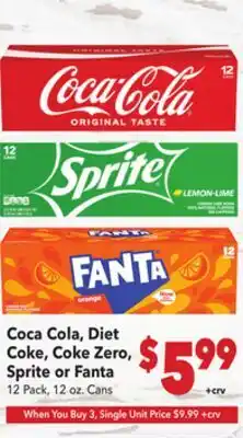 Vallarta Supermarkets Coca Cola, Diet Coke, Coke Zero, Sprite or Fanta offer