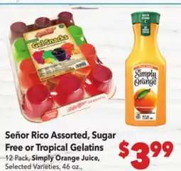 Vallarta Supermarkets Señor Rico Assorted, Sugar Free or Tropical Gelatins offer