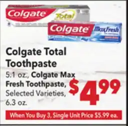 Vallarta Supermarkets Colgate Total Toothpaste offer