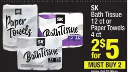Super King Markets SK Bath Tissue 12 ct or Paper Towels 4 ct offer