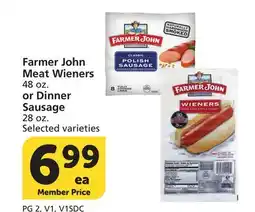 Vons Farmer John Meat Wieners 48 oz. or Dinner Sausage 28 oz offer