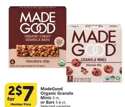 Albertsons MadeGood Organic Granola Minis 5 ct. or Bars 5-6 ct offer