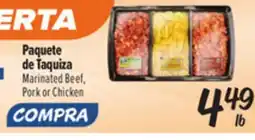 El Super Marinated Beef, Pork or Chicken offer