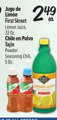 El Super First Street Lemon Juice, 32 Oz., Tajín Powder Seasoning Chili, 5 Oz offer