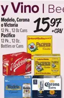 El Super Modelo, Corona o Victoria 12 Pk., 12 Oz Cans Pacifico 12 Pk., 12 Oz. Bottles or Cans offer