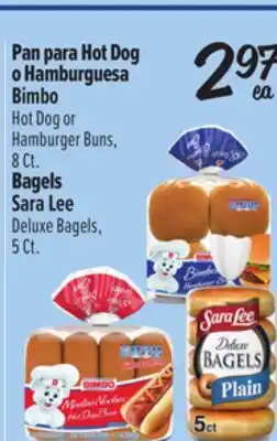 El Super Bimbo Hot Dog or Hamburger Buns, 8 Ct. Sara Lee Deluxe Bagels, 5 Ct offer