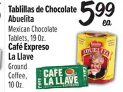 El Super Abuelita Mexican Chocolate Tablets,19 Oz. or La Llave Ground Coffee, 10 Oz offer