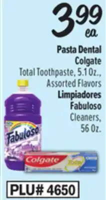 El Super Colgate Total Toothpaste, 5.1Oz. Fabuloso Cleaners 56 Oz offer