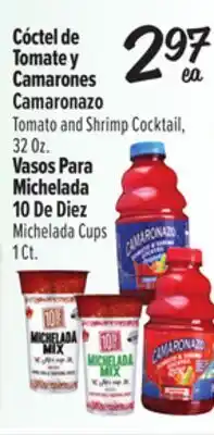 El Super Camaronazo Tomato and Shrimp Cocktail, 32 Oz., 10 De Diez Michelada Cups 1 Ct offer