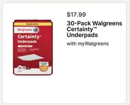 Walgreens 30-Pack Walgreens Certainty Underpads offer