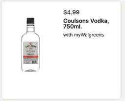 Walgreens Coulsons Vodka, 750ml offer