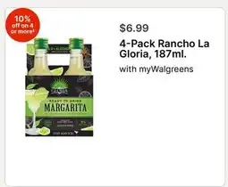 Walgreens 4-Pack Rancho La Gloria, 187ml offer