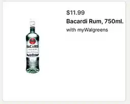Walgreens Bacardi Rum, 750ml offer