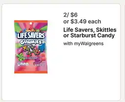 Walgreens Life Savers, Skittles or Starburst Candy with offer
