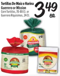 El Super Fresh Guerrero or Mission Corn Tortiilas, 70-80 Ct. or Guerrero Riquisimas, 24 Ct offer