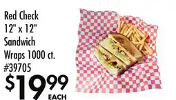 Smart & Final Red Check 12 x 12 Sandwich Wraps offer