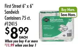 Smart & Final First Street 6 x 6 Sandwich Containers offer
