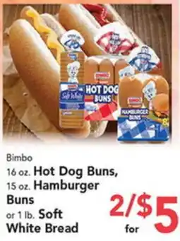 Eurofresh Market Bimbo 16 oz. Hot Dog Buns, 15 oz. Hamburger Buns or 1 lb. Soft White Bread offer