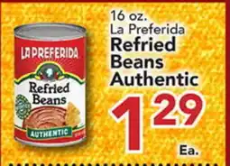 Eurofresh Market 16 oz. La Preferida Refried Beans Authentic offer