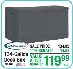 Menards Suncast 134-Gallon Deck Box offer