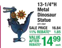 Menards 13-1/4H Metal Dinosaur Statue offer